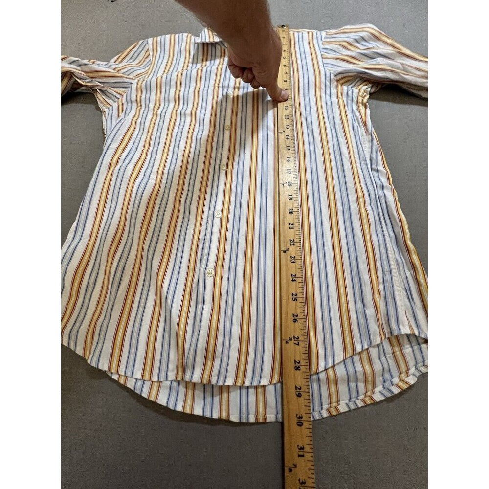 Hugo Boss Shirt Mens 38 15 Multicolor Striped Button Up Long Sleeve Regular Fit - Picture 7 of 9